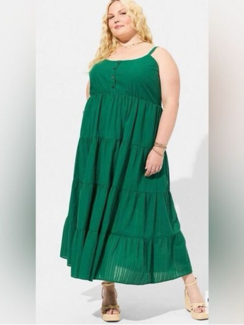 Torrid Maxi Seersucker Tiered Dress Size 3 3x green